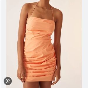 Amanda Uprichard chain mini dress in orange